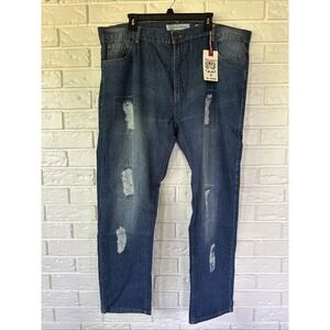 NWT Old Skool Men's Authentic Jeans Blue Distressed Denim Pants 42x32